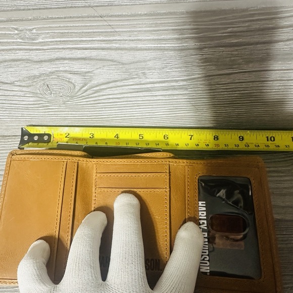 HARLEY-DAVIDSON Wallet Tri-Fold Leather Cognac Brown Bar Shield Logo Mens RFID - Picture 7 of 9